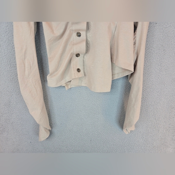 Anne Isabella Beige Asymmetrical Womens Shirt Sz S Button Front Long Sleeve - Picture 5 of 15